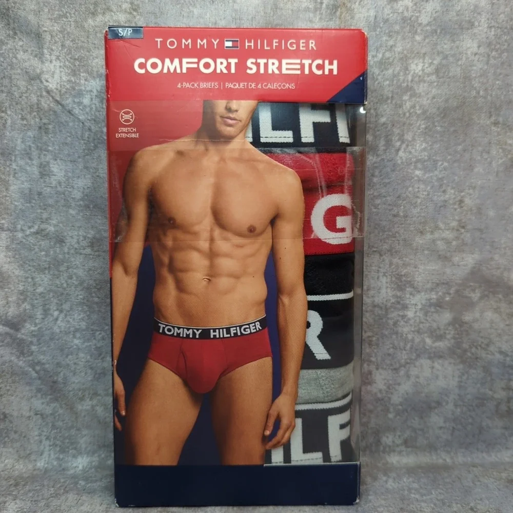 TOMMY HILFIGER Mens Small (28-30) Comfort Stretch Boxer Briefs 4-Pack Multicolor